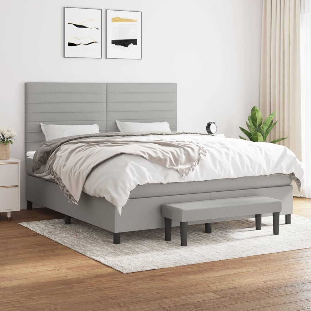Boxspring met matras stof lichtgrijs 180x200 cm is nu te koop bij PeponiXL, paradijselijk wonen!