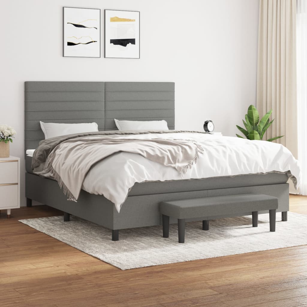 Boxspring met matras stof donkergrijs 180x200 cm is nu te koop bij PeponiXL, paradijselijk wonen!