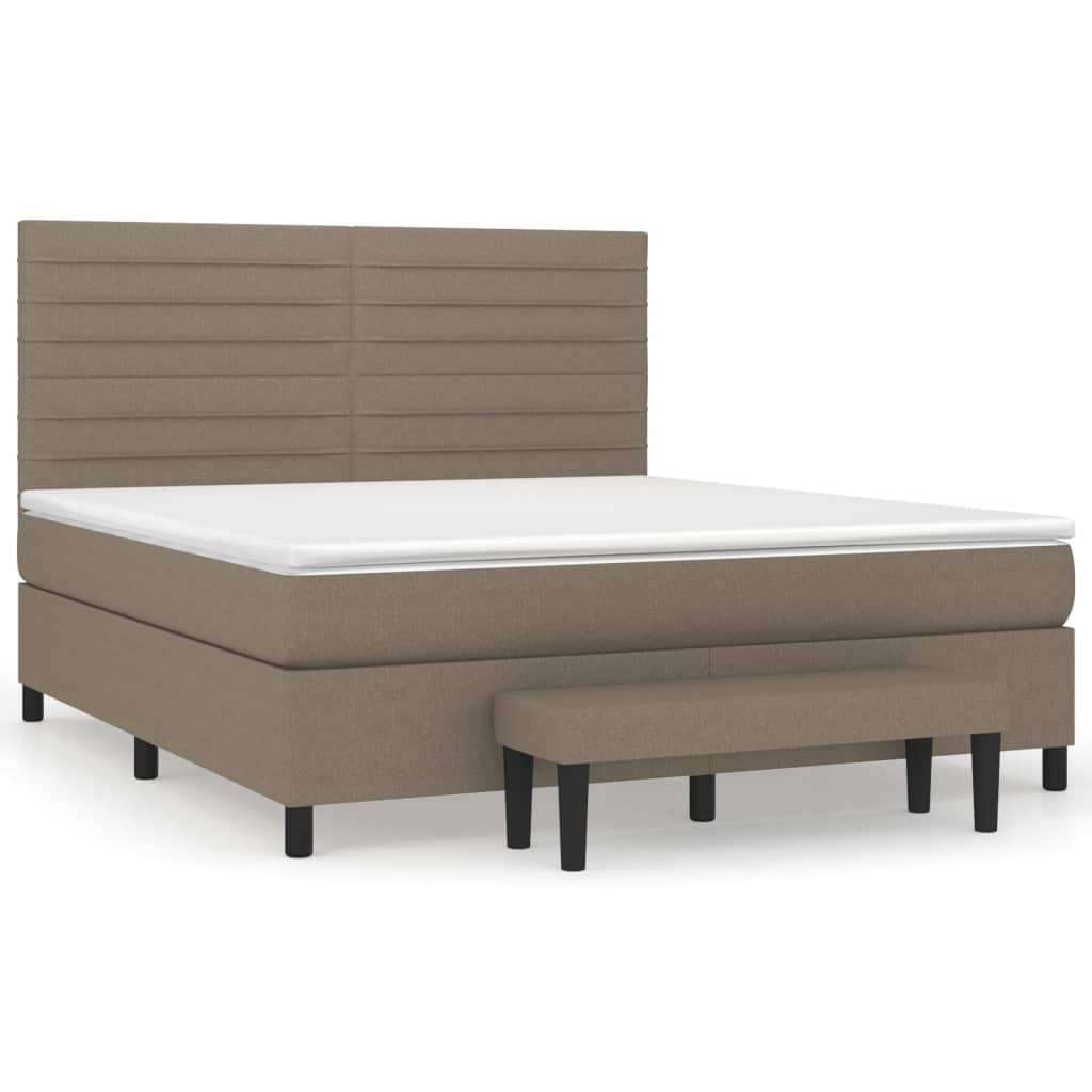 Boxspring met matras stof taupe 180x200 cm is nu te koop bij PeponiXL, paradijselijk wonen!