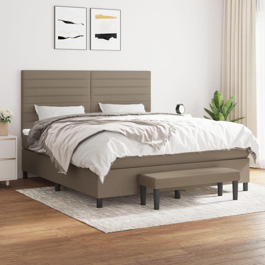 Boxspring met matras stof taupe 180x200 cm is nu te koop bij PeponiXL, paradijselijk wonen!
