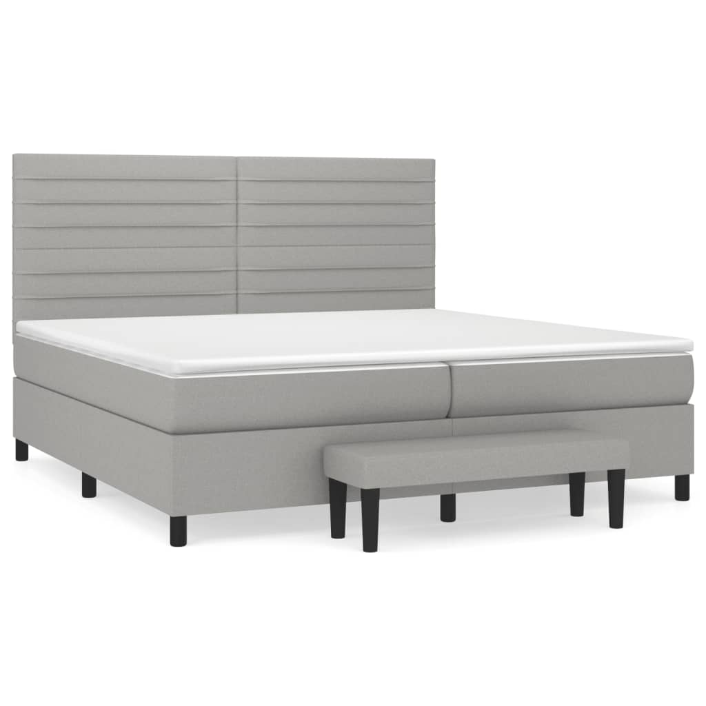 Boxspring met matras stof lichtgrijs 200x200 cm is nu te koop bij PeponiXL, paradijselijk wonen!
