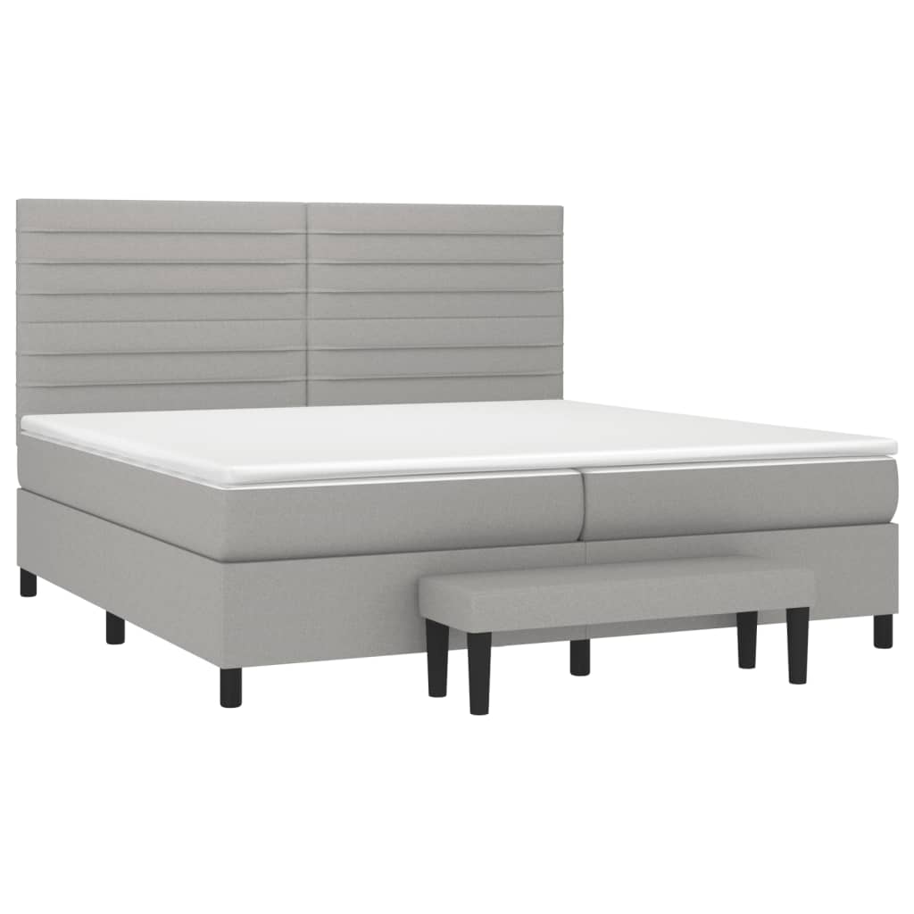 Boxspring met matras stof lichtgrijs 200x200 cm is nu te koop bij PeponiXL, paradijselijk wonen!