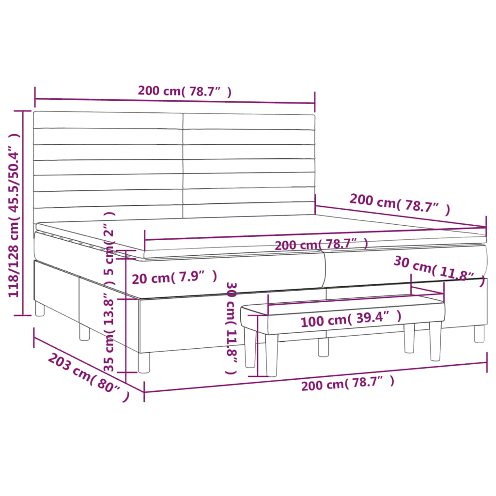 Boxspring met matras stof lichtgrijs 200x200 cm is nu te koop bij PeponiXL, paradijselijk wonen!