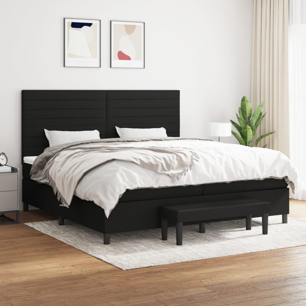 Boxspring met matras stof zwart 200x200 cm is nu te koop bij PeponiXL, paradijselijk wonen!