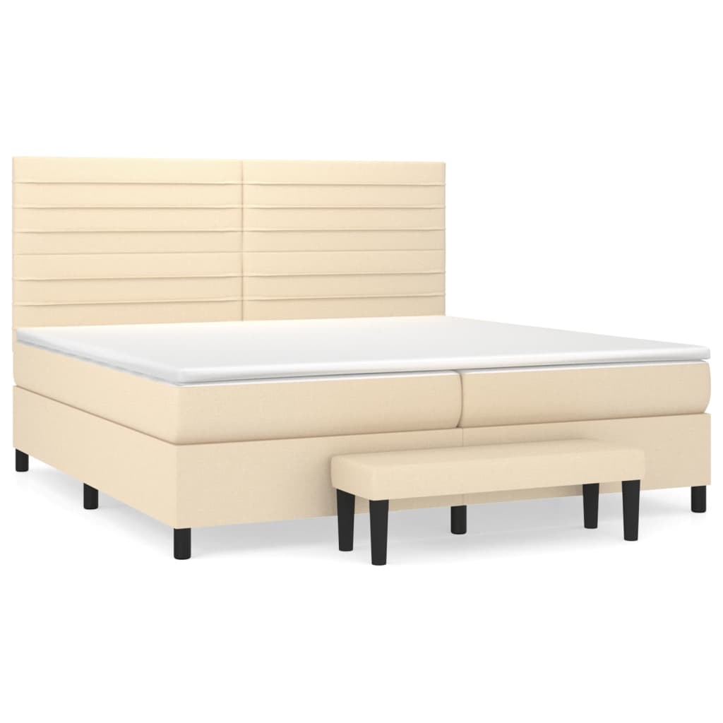 Boxspring met matras stof crèmekleurig 200x200 cm is nu te koop bij PeponiXL, paradijselijk wonen!