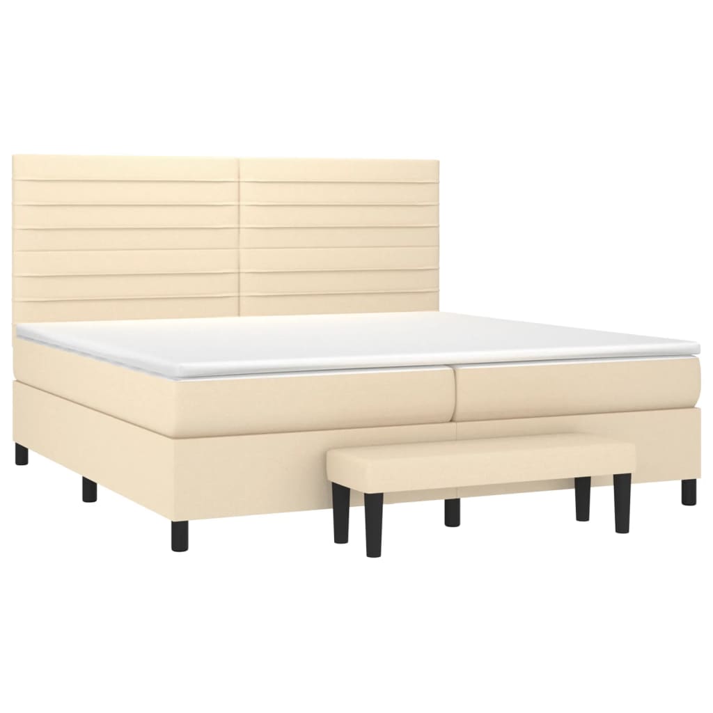 Boxspring met matras stof crèmekleurig 200x200 cm is nu te koop bij PeponiXL, paradijselijk wonen!