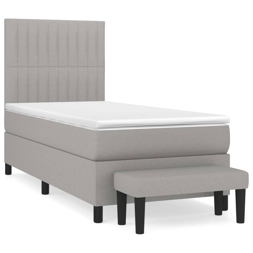 Boxspring met matras stof lichtgrijs 80x200 cm is nu te koop bij PeponiXL, paradijselijk wonen!