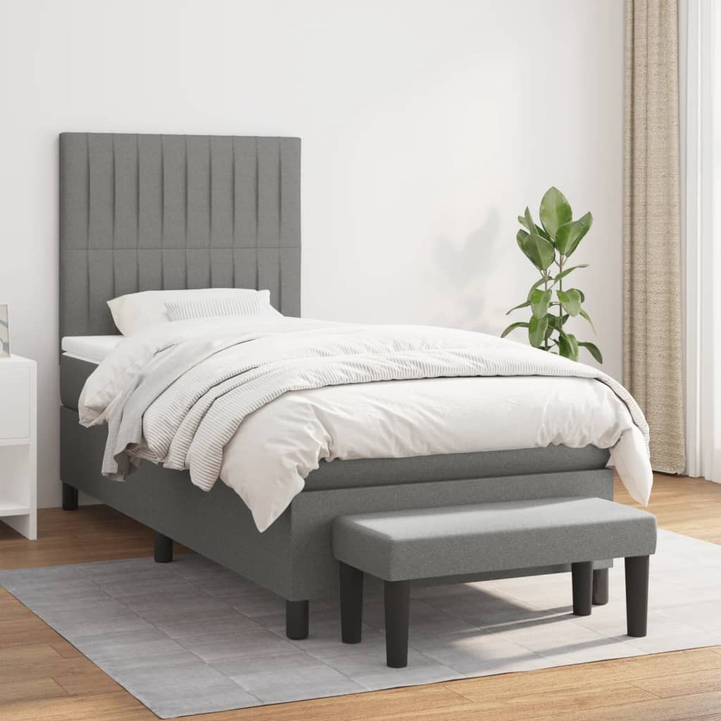Boxspring met matras stof donkergrijs 80x200 cm is nu te koop bij PeponiXL, paradijselijk wonen!