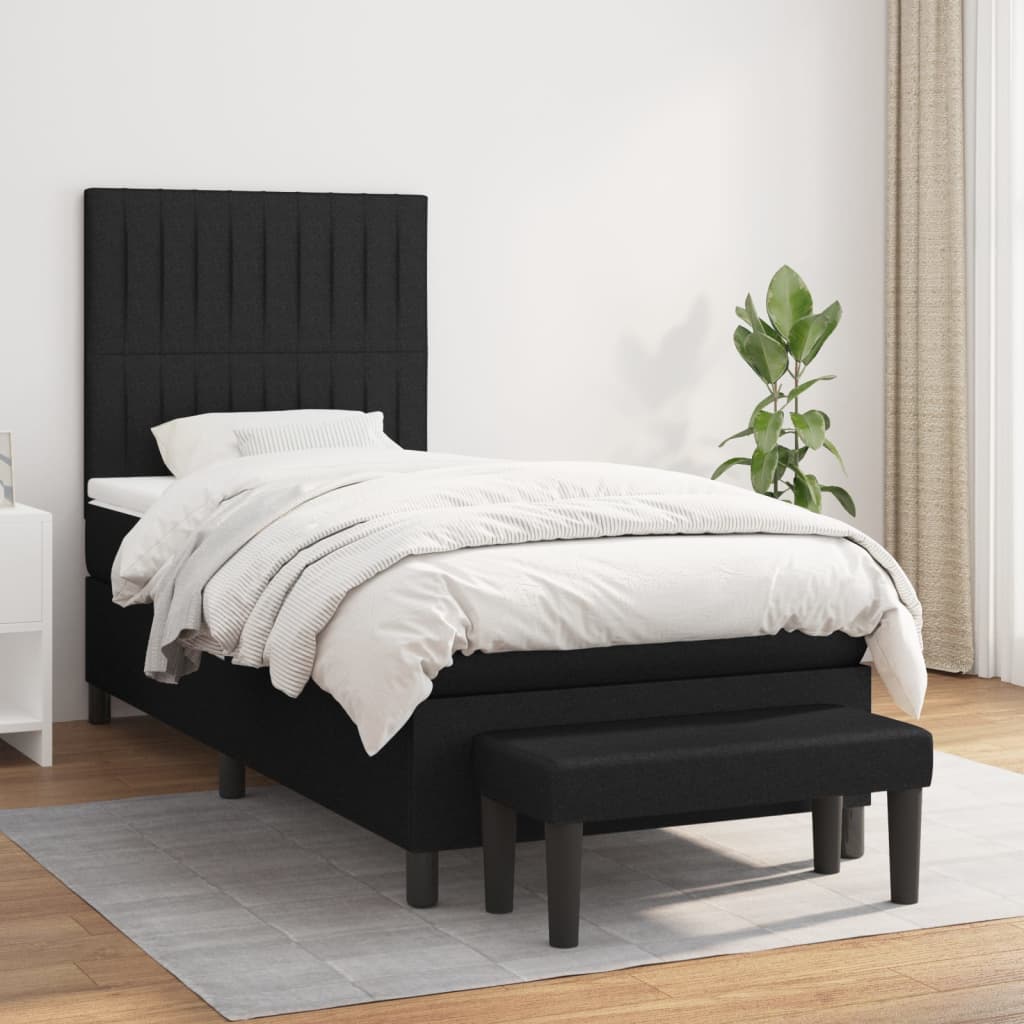 Boxspring met matras stof zwart 80x200 cm is nu te koop bij PeponiXL, paradijselijk wonen!