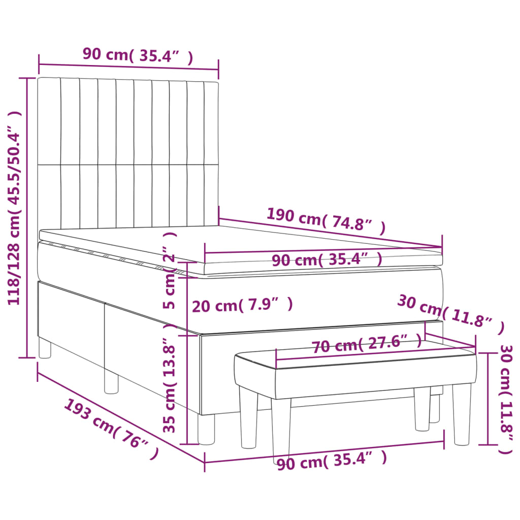 Boxspring met matras stof crèmekleurig 90x190 cm is nu te koop bij PeponiXL, paradijselijk wonen!