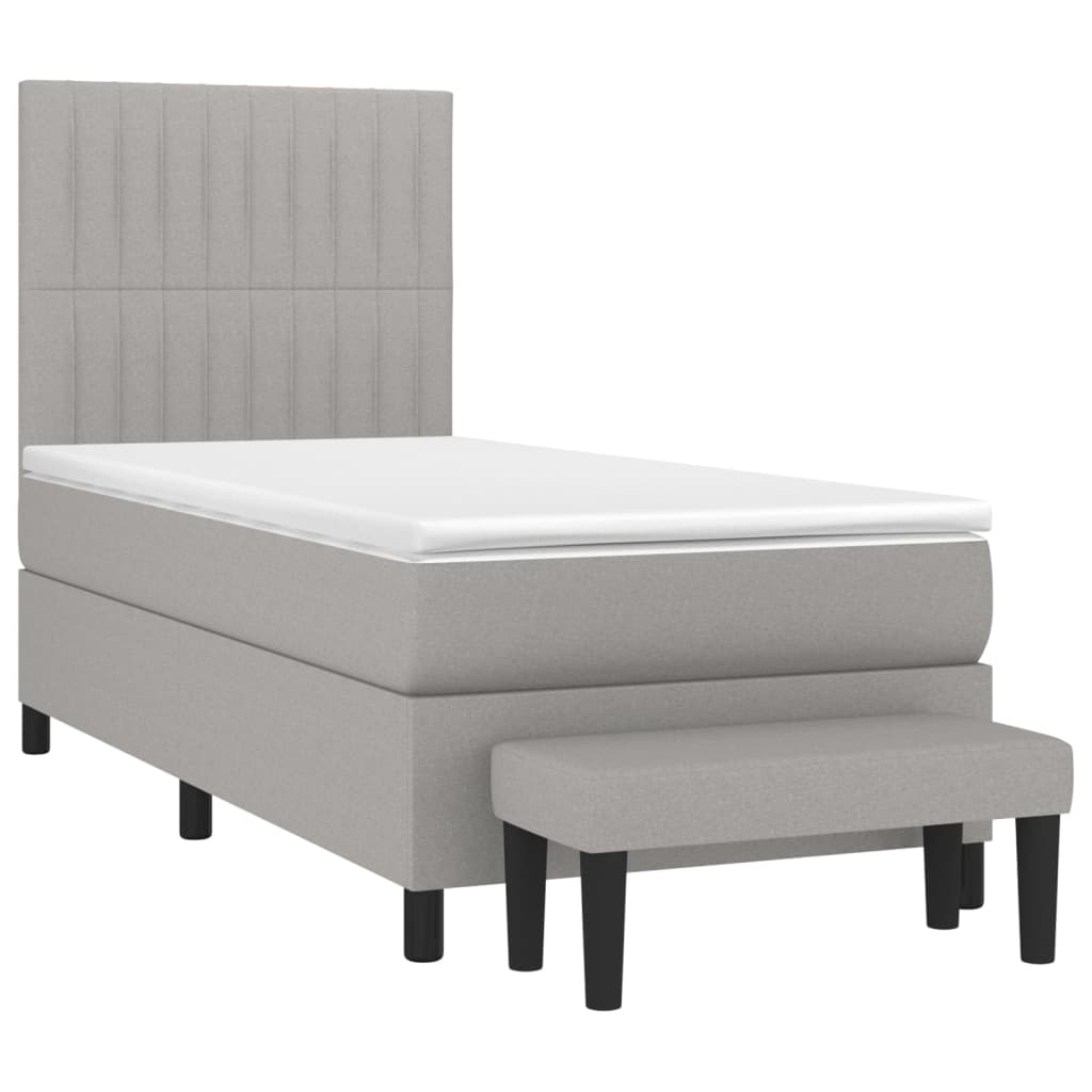 Boxspring met matras stof lichtgrijs 100x200 cm is nu te koop bij PeponiXL, paradijselijk wonen!