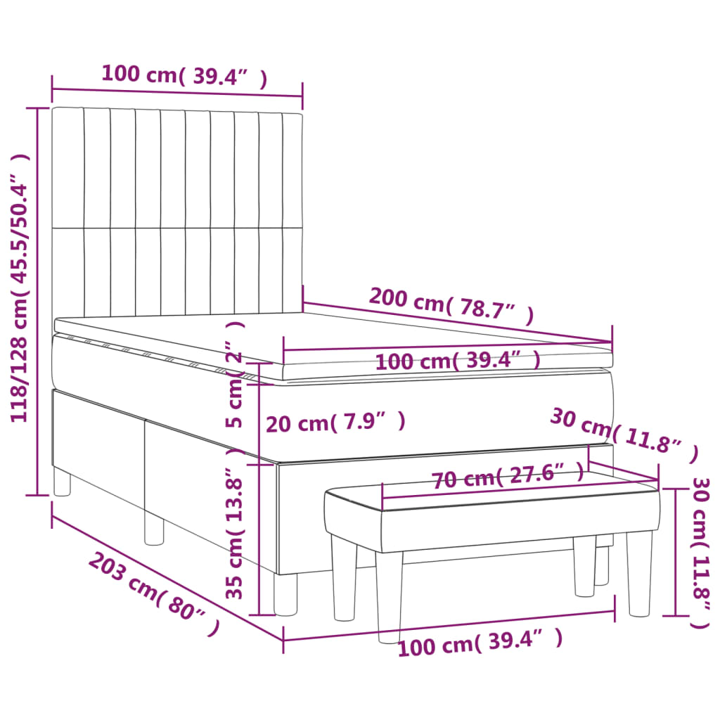 Boxspring met matras stof zwart 100x200 cm is nu te koop bij PeponiXL, paradijselijk wonen!