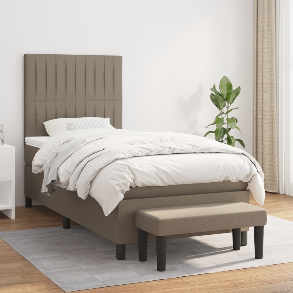 Boxspring met matras stof taupe 100x200 cm is nu te koop bij PeponiXL, paradijselijk wonen!