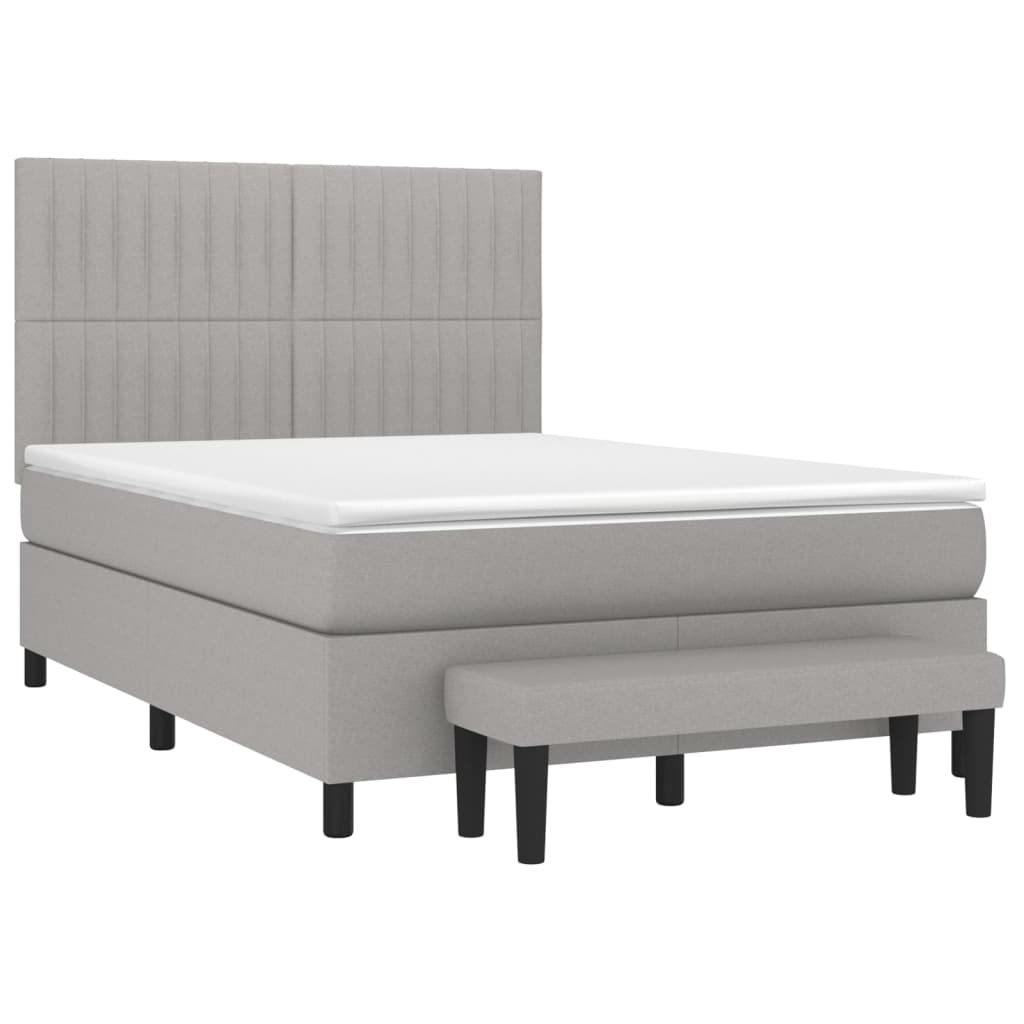 Boxspring met matras stof lichtgrijs 140x200 cm is nu te koop bij PeponiXL, paradijselijk wonen!