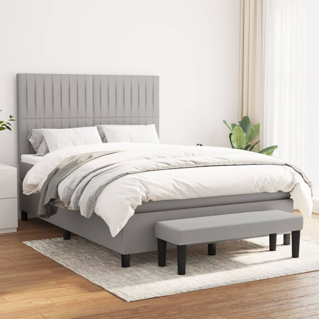 Boxspring met matras stof lichtgrijs 140x200 cm is nu te koop bij PeponiXL, paradijselijk wonen!
