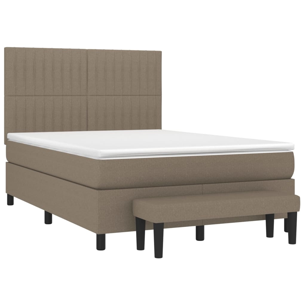 Boxspring met matras stof taupe 140x200 cm is nu te koop bij PeponiXL, paradijselijk wonen!
