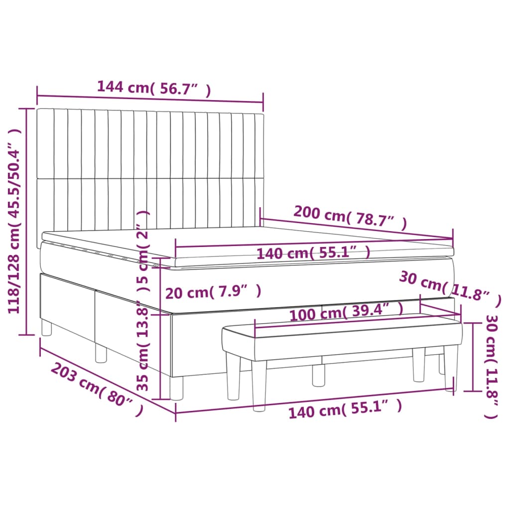 Boxspring met matras stof taupe 140x200 cm is nu te koop bij PeponiXL, paradijselijk wonen!
