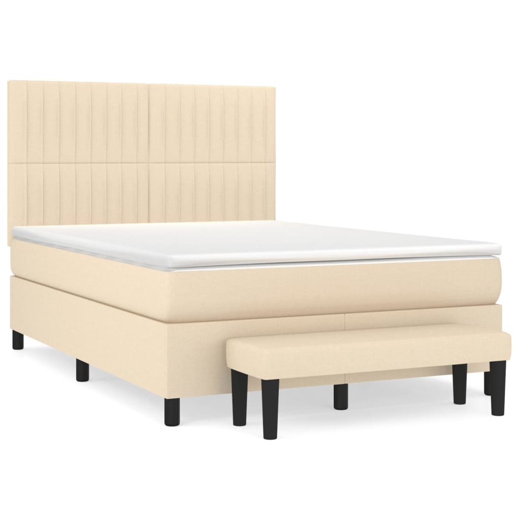 Boxspring met matras stof crèmekleurig 140x200 cm is nu te koop bij PeponiXL, paradijselijk wonen!