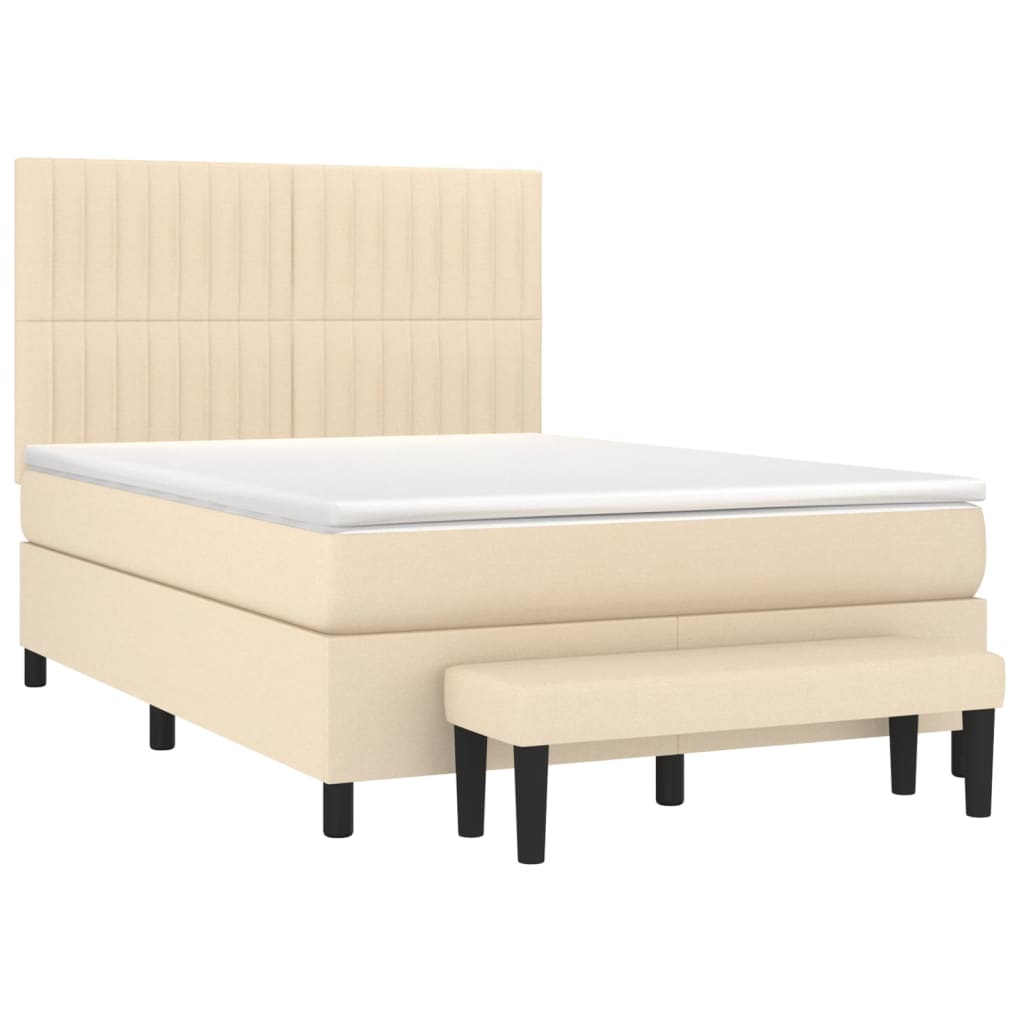 Boxspring met matras stof crèmekleurig 140x200 cm is nu te koop bij PeponiXL, paradijselijk wonen!
