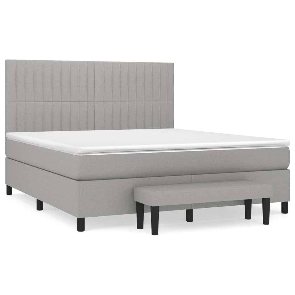 Boxspring met matras stof lichtgrijs 160x200 cm is nu te koop bij PeponiXL, paradijselijk wonen!
