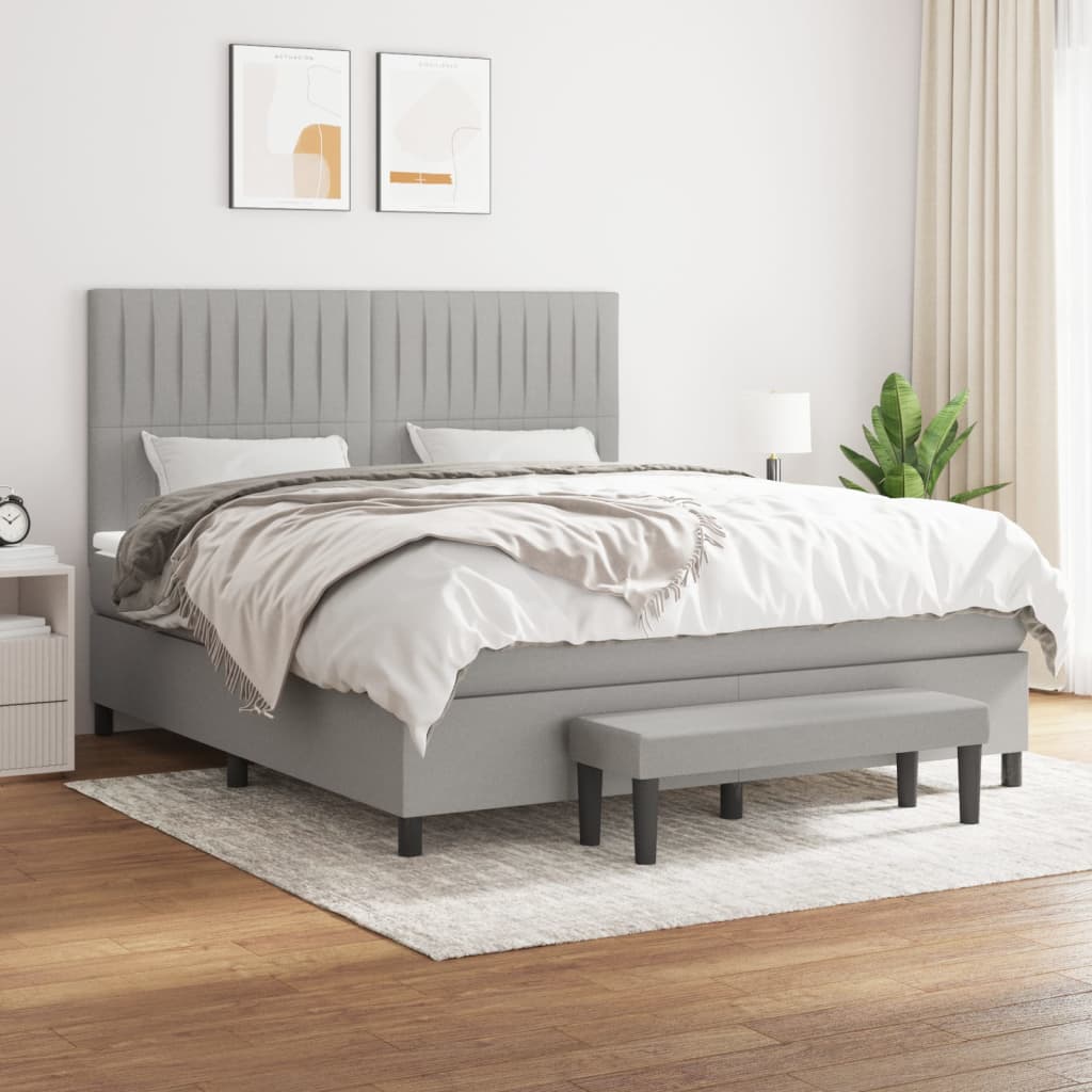 Boxspring met matras stof lichtgrijs 160x200 cm is nu te koop bij PeponiXL, paradijselijk wonen!