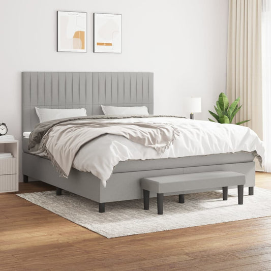 Boxspring met matras stof lichtgrijs 160x200 cm is nu te koop bij PeponiXL, paradijselijk wonen!