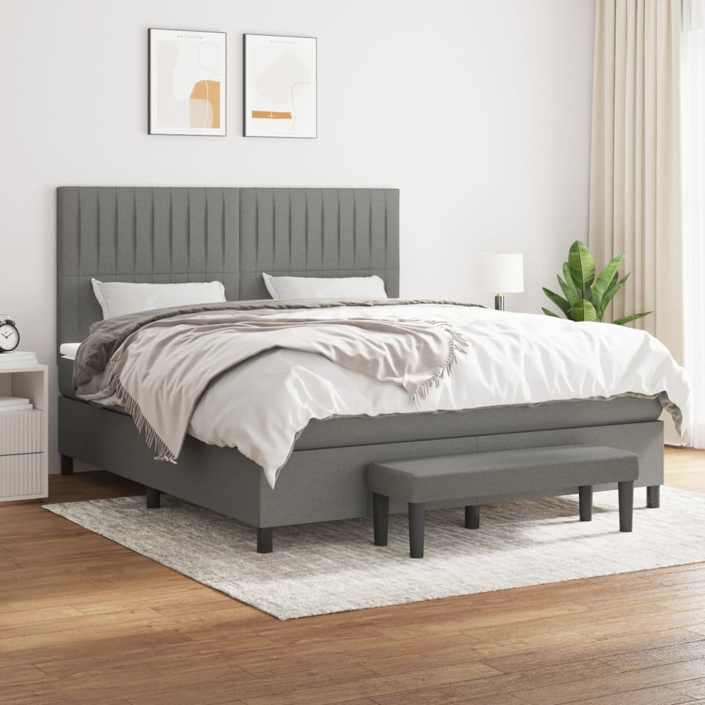 Boxspring met matras stof donkergrijs 160x200 cm is nu te koop bij PeponiXL, paradijselijk wonen!