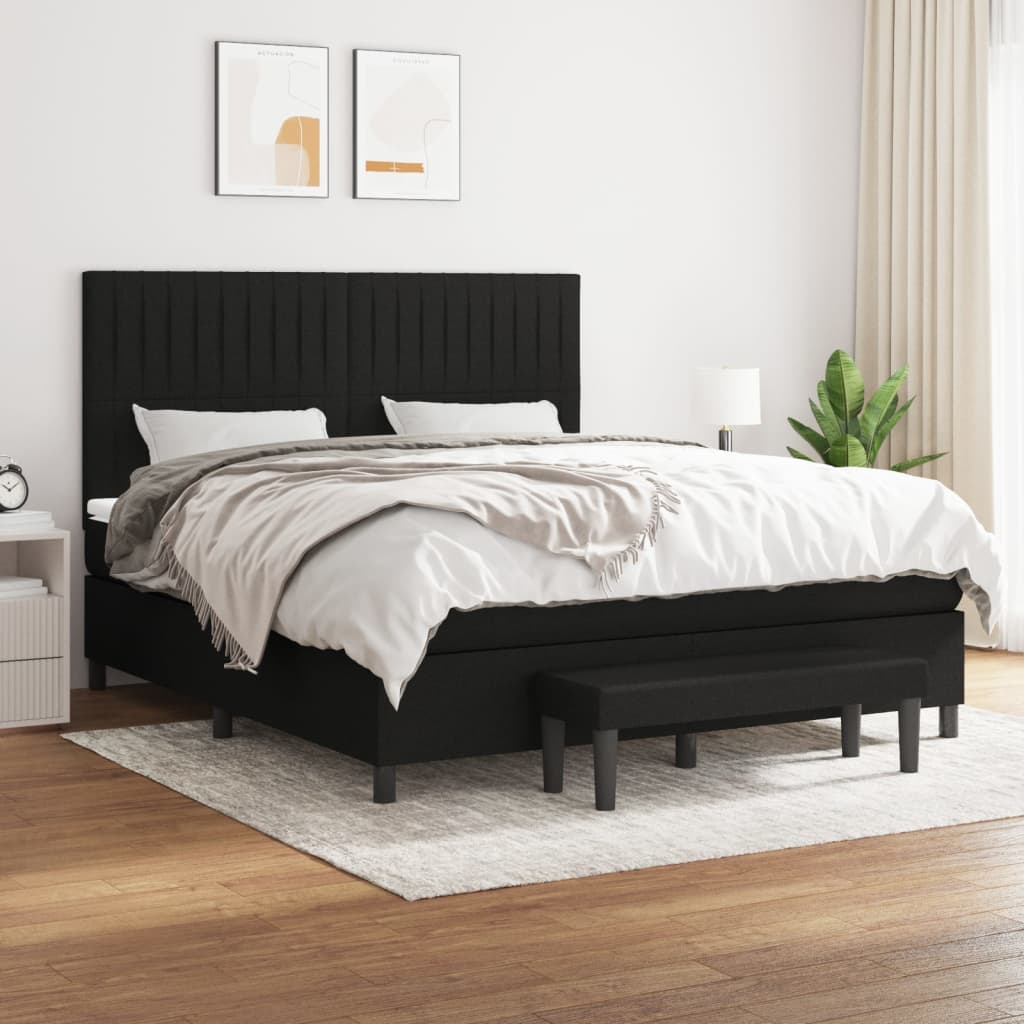 Boxspring met matras stof zwart 160x200 cm is nu te koop bij PeponiXL, paradijselijk wonen!