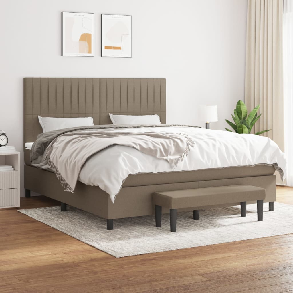 Boxspring met matras stof taupe 160x200 cm is nu te koop bij PeponiXL, paradijselijk wonen!