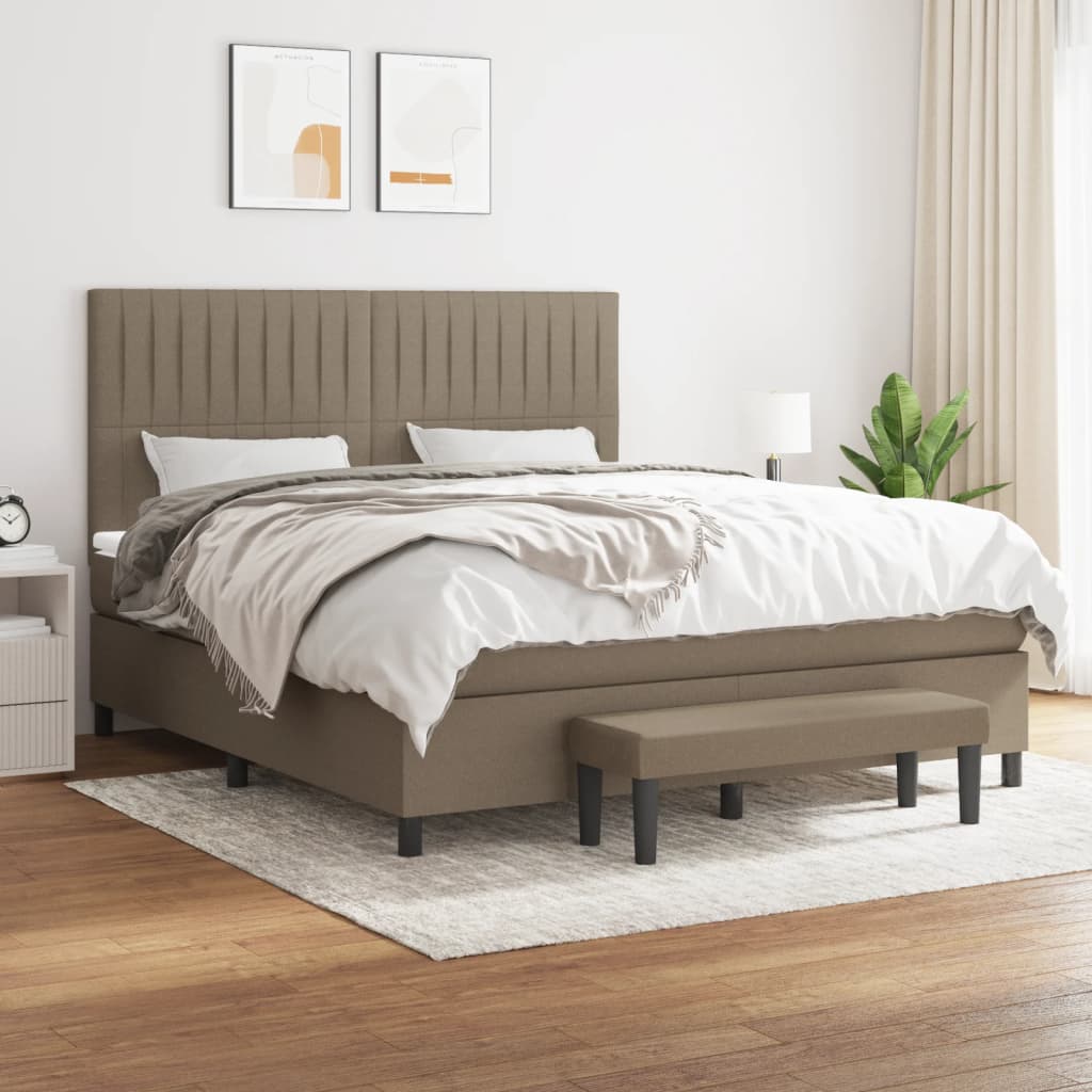 Boxspring met matras stof taupe 180x200 cm is nu te koop bij PeponiXL, paradijselijk wonen!