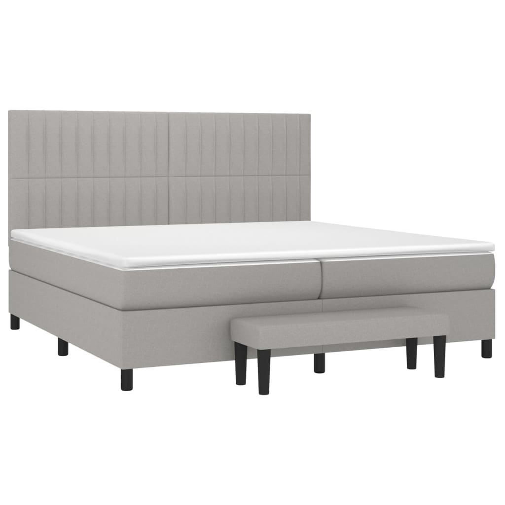 Boxspring met matras stof lichtgrijs 200x200 cm is nu te koop bij PeponiXL, paradijselijk wonen!