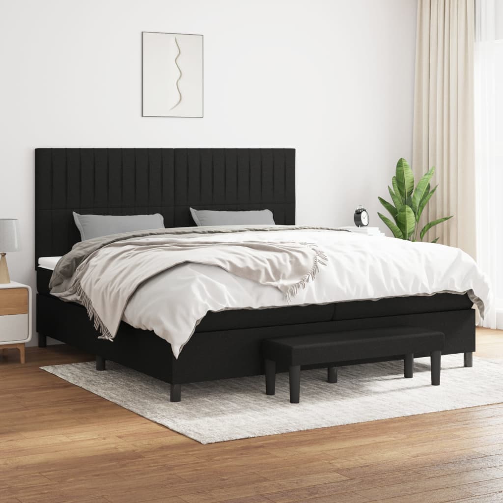 Boxspring met matras stof zwart 200x200 cm is nu te koop bij PeponiXL, paradijselijk wonen!