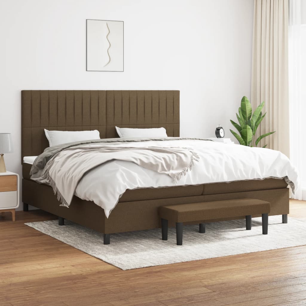 Boxspring met matras stof donkerbruin 200x200 cm is nu te koop bij PeponiXL, paradijselijk wonen!
