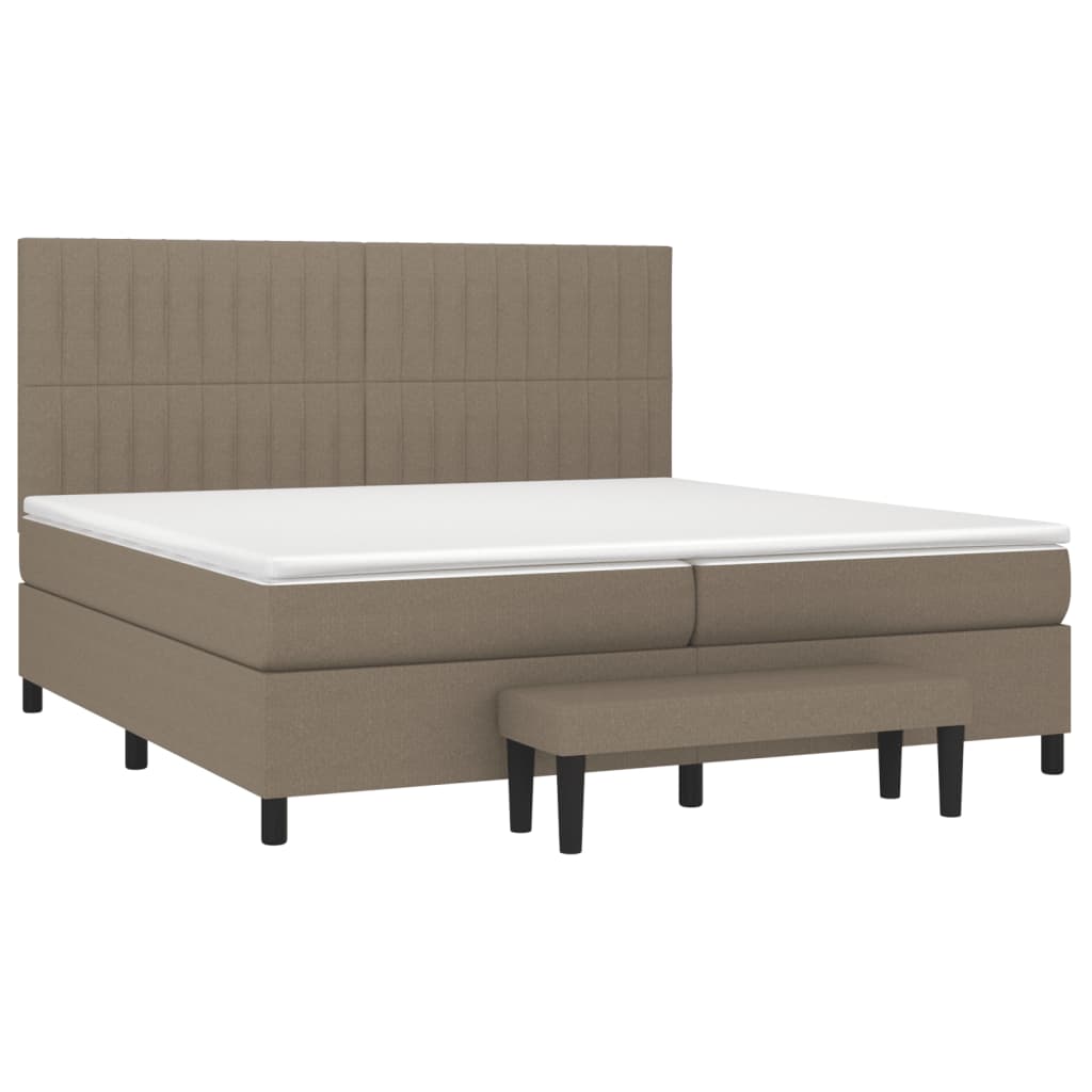 Boxspring met matras stof taupe 200x200 cm is nu te koop bij PeponiXL, paradijselijk wonen!