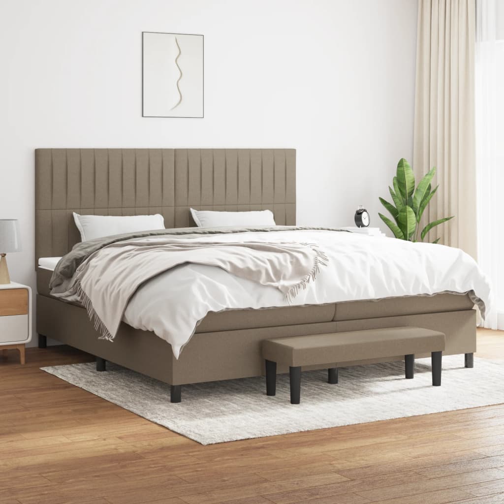 Boxspring met matras stof taupe 200x200 cm is nu te koop bij PeponiXL, paradijselijk wonen!