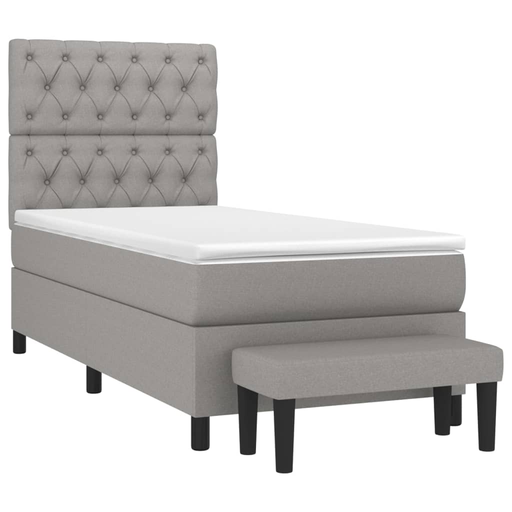 Boxspring met matras stof lichtgrijs 80x200 cm is nu te koop bij PeponiXL, paradijselijk wonen!