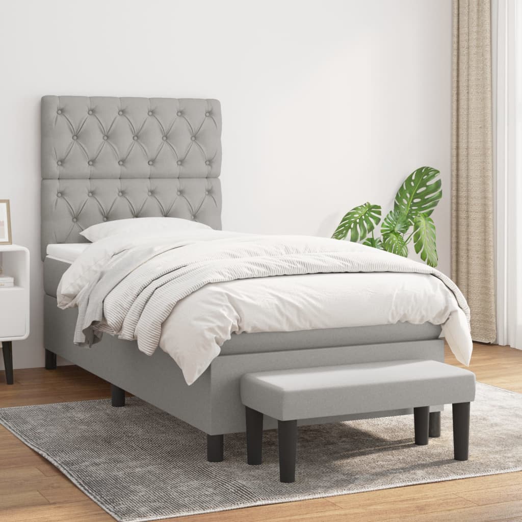 Boxspring met matras stof lichtgrijs 80x200 cm is nu te koop bij PeponiXL, paradijselijk wonen!