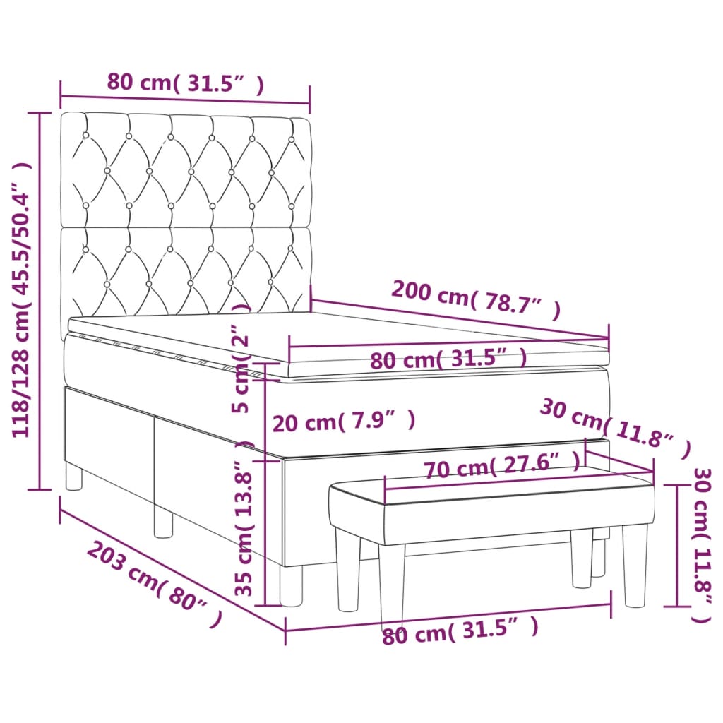 Boxspring met matras stof blauw 80x200 cm is nu te koop bij PeponiXL, paradijselijk wonen!