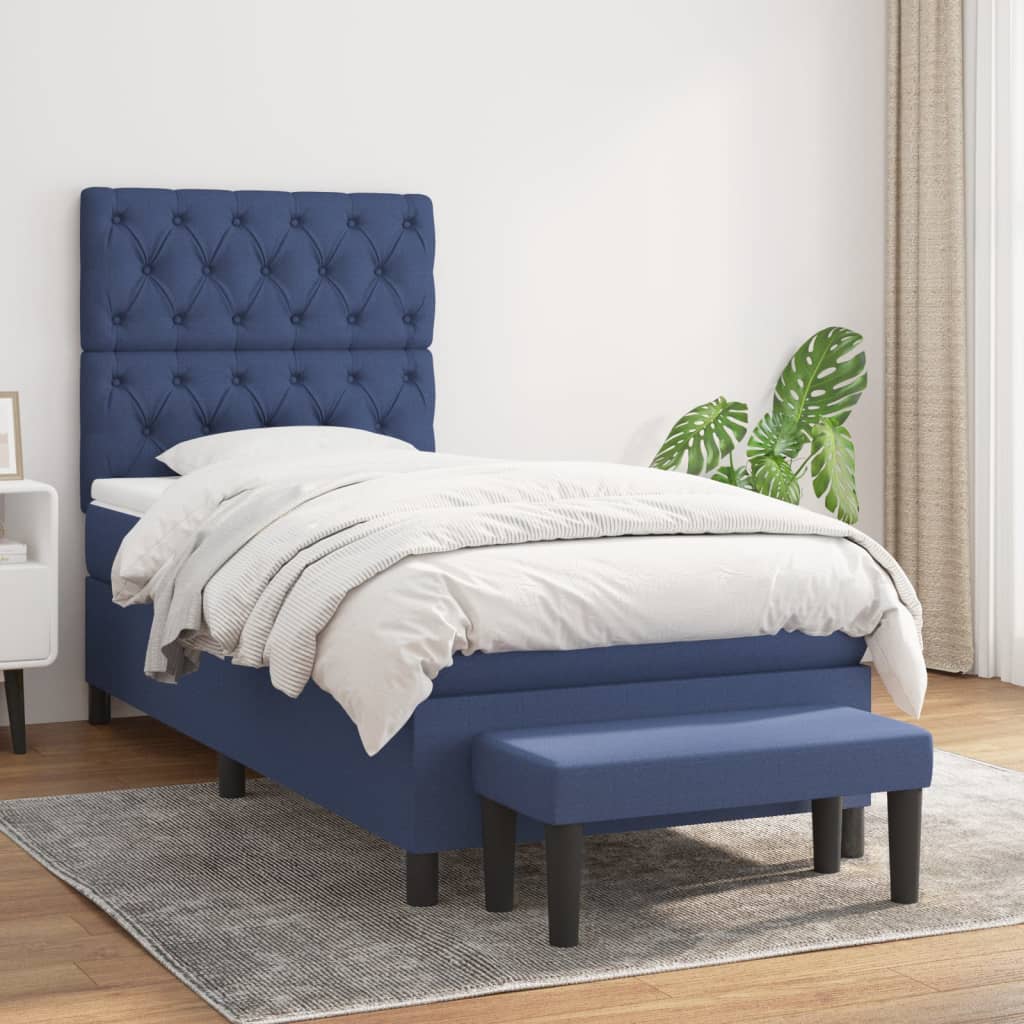 Boxspring met matras stof blauw 80x200 cm is nu te koop bij PeponiXL, paradijselijk wonen!