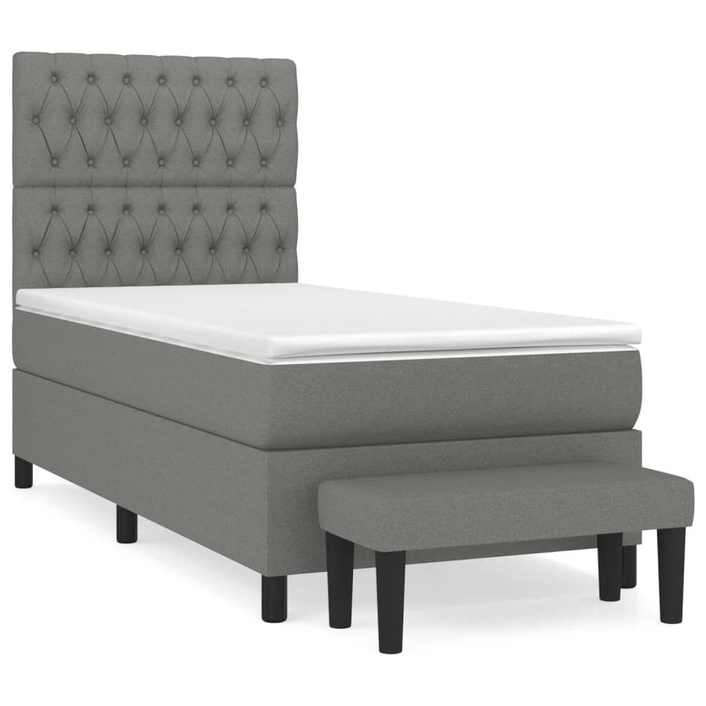 Boxspring met matras stof donkergrijs 90x200 cm is nu te koop bij PeponiXL, paradijselijk wonen!