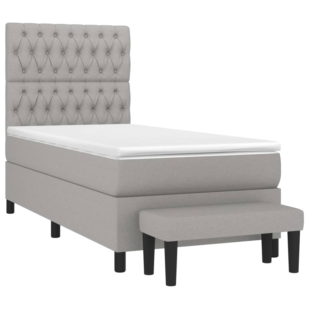 Boxspring met matras stof lichtgrijs 100x200 cm is nu te koop bij PeponiXL, paradijselijk wonen!