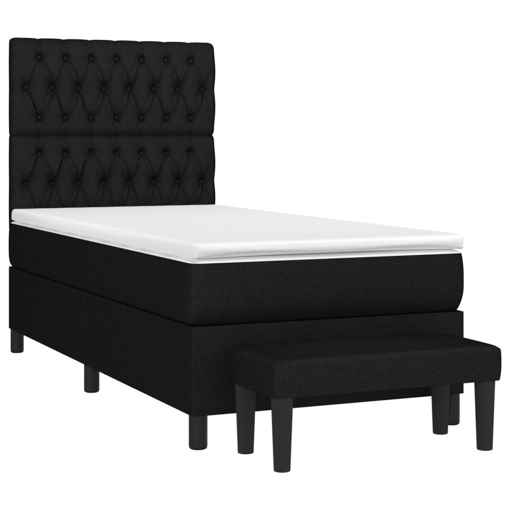 Boxspring met matras stof zwart 100x200 cm is nu te koop bij PeponiXL, paradijselijk wonen!