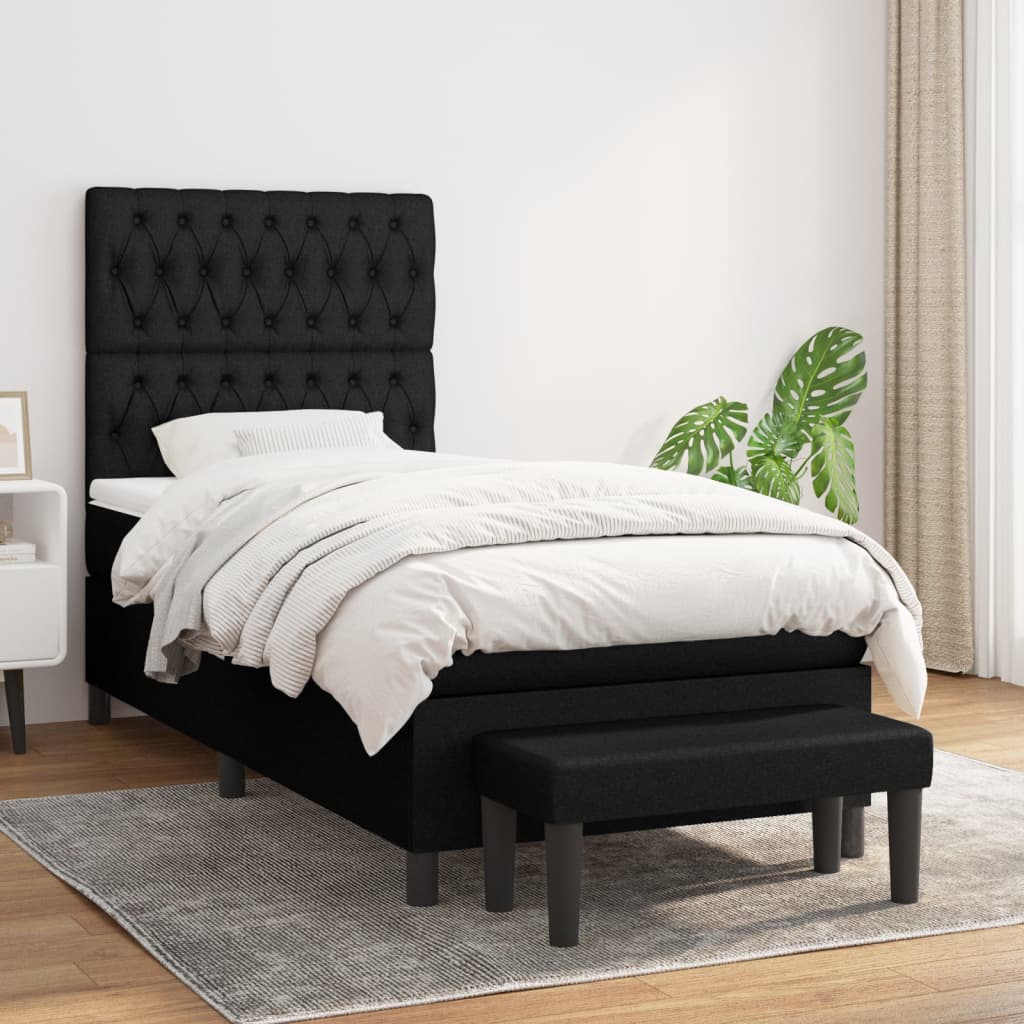 Boxspring met matras stof zwart 100x200 cm is nu te koop bij PeponiXL, paradijselijk wonen!