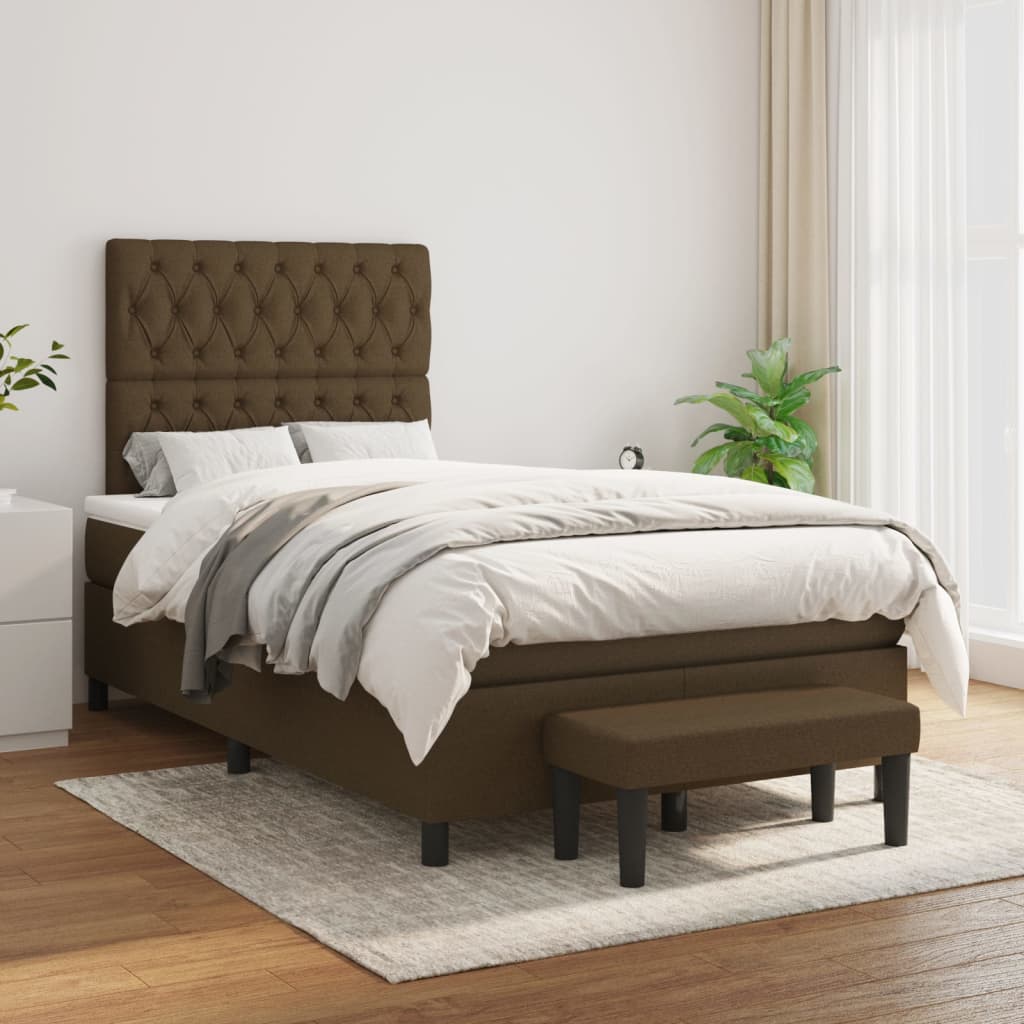 Boxspring met matras stof donkerbruin 120x200 cm is nu te koop bij PeponiXL, paradijselijk wonen!