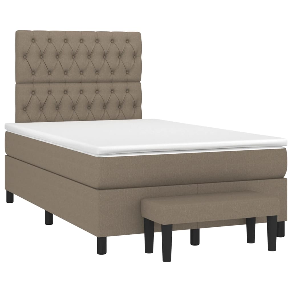 Boxspring met matras stof taupe 120x200 cm is nu te koop bij PeponiXL, paradijselijk wonen!