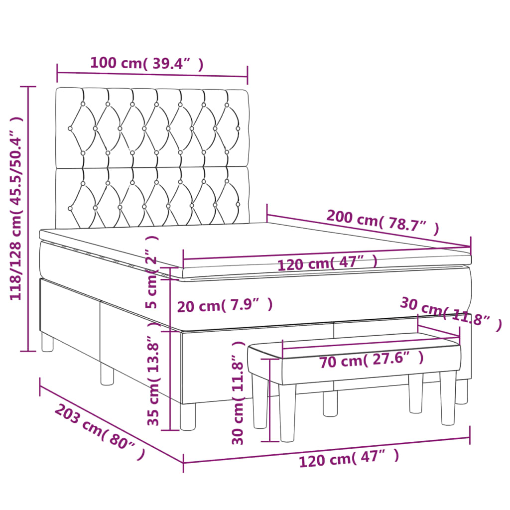 Boxspring met matras stof taupe 120x200 cm is nu te koop bij PeponiXL, paradijselijk wonen!