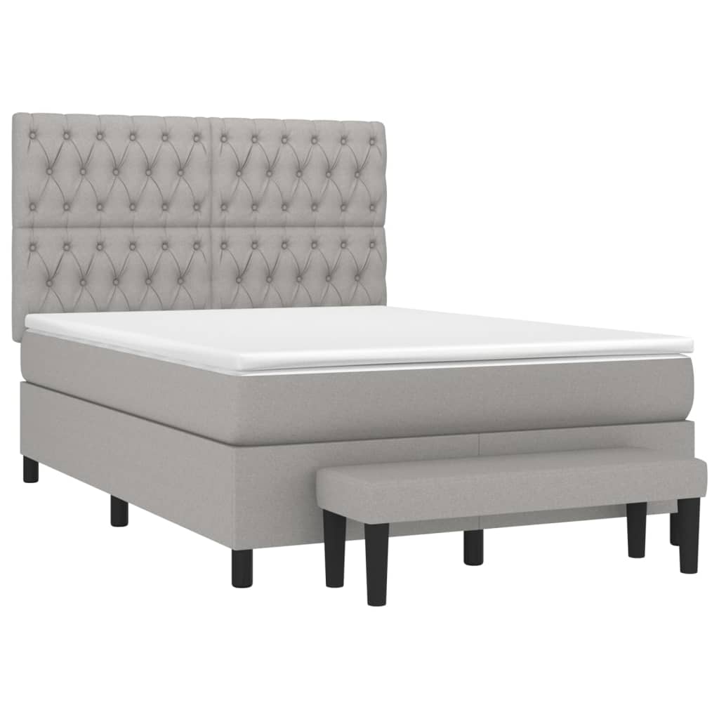Boxspring met matras stof lichtgrijs 140x200 cm is nu te koop bij PeponiXL, paradijselijk wonen!