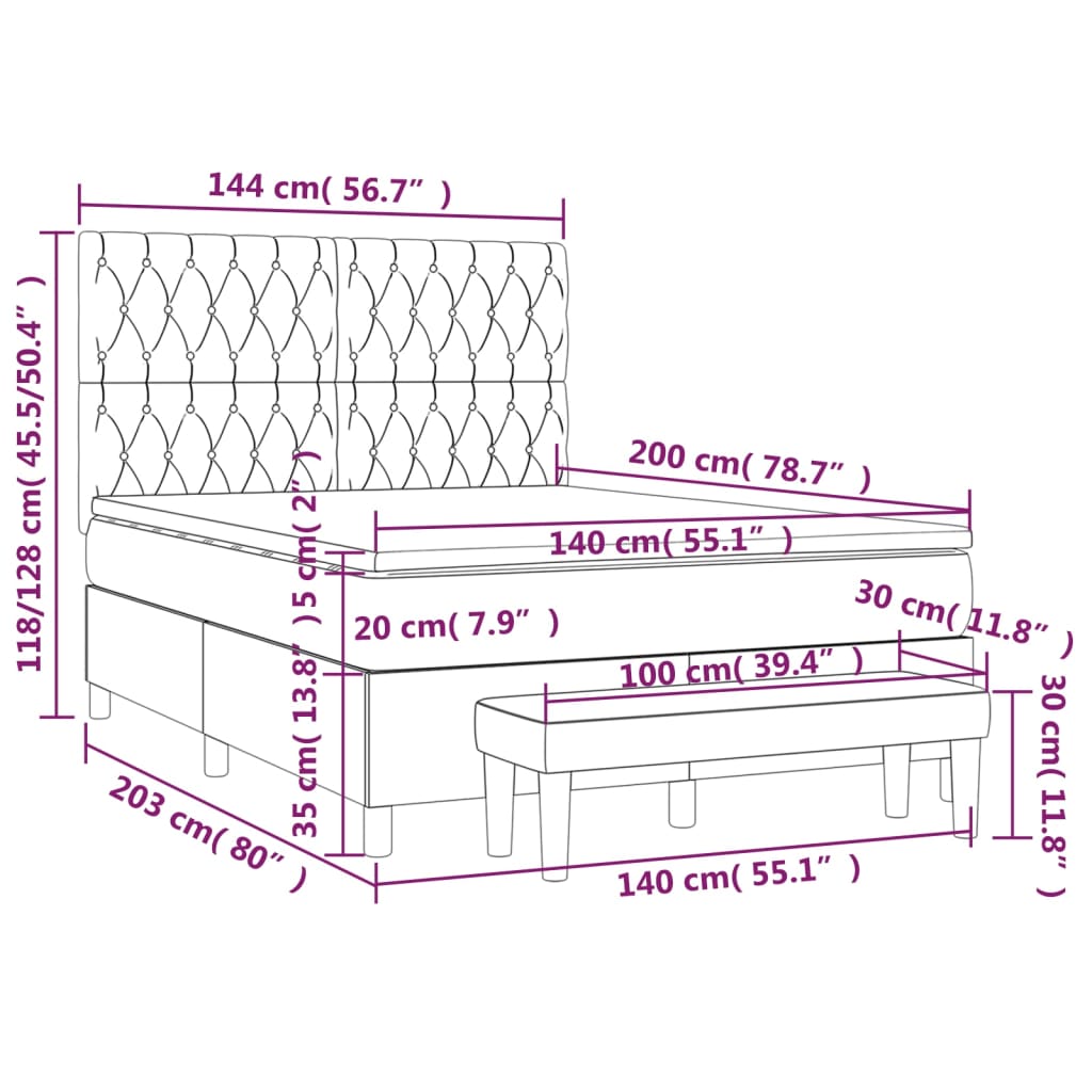 Boxspring met matras stof taupe 140x200 cm is nu te koop bij PeponiXL, paradijselijk wonen!