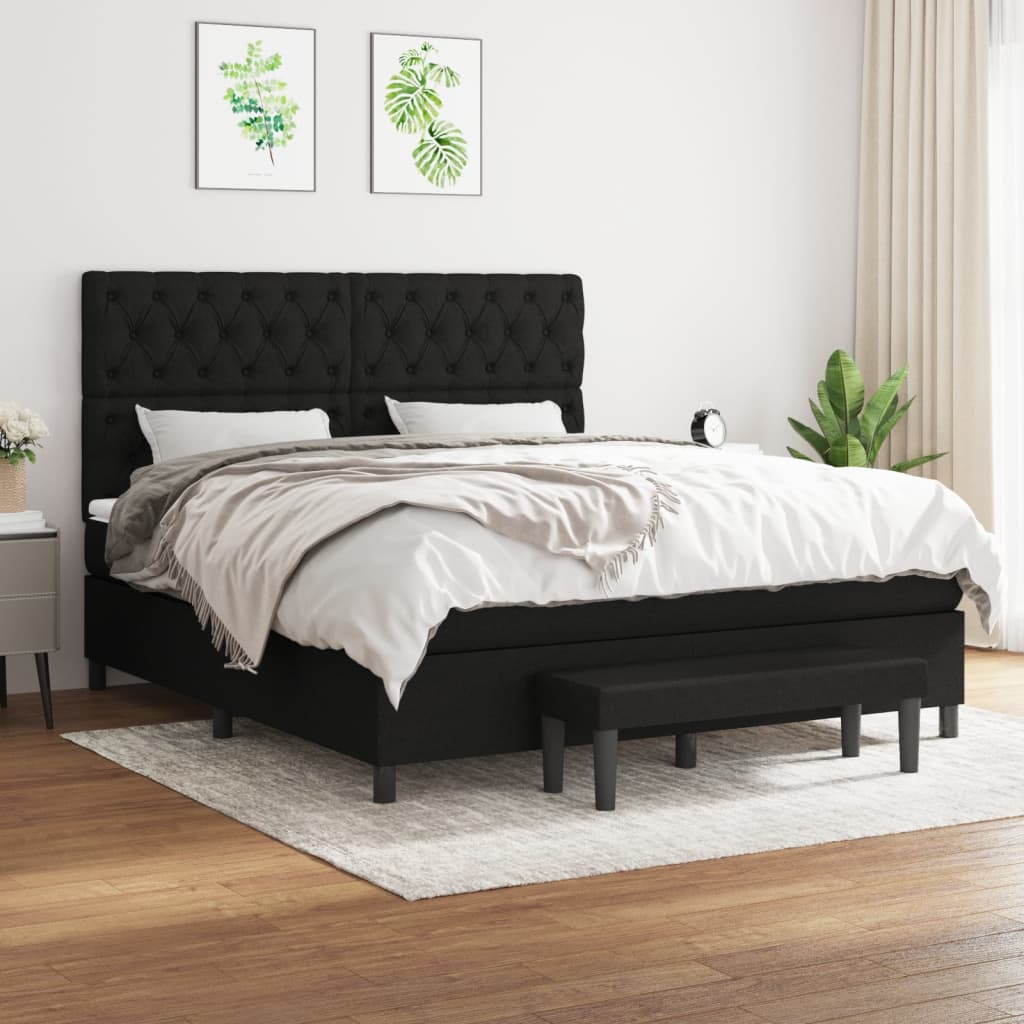 Boxspring met matras stof zwart 160x200 cm is nu te koop bij PeponiXL, paradijselijk wonen!