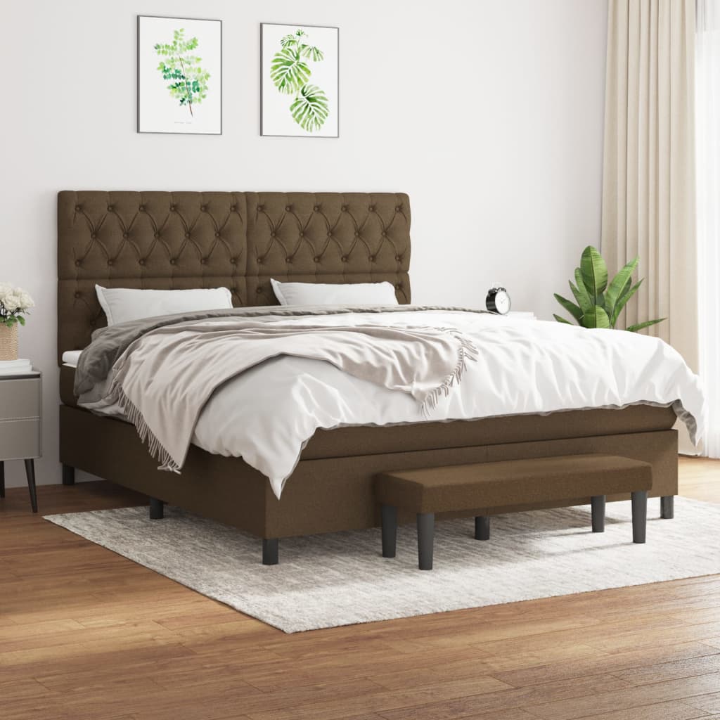 Boxspring met matras stof donkerbruin 160x200 cm is nu te koop bij PeponiXL, paradijselijk wonen!